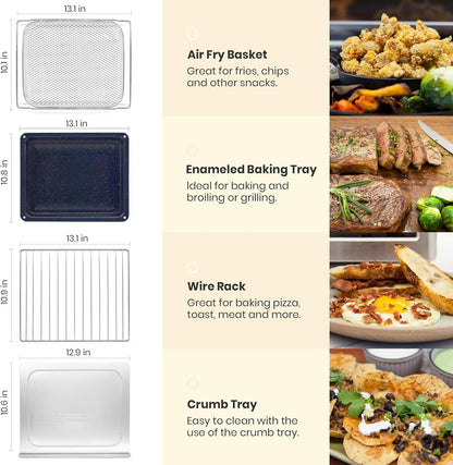 Val Cucina Retro Style Infrared Heating Air Fryer Toaster Oven - Extra Large 10-in-1 Convection Oven | Almond Yellow, Easy Clean with Recipe Book