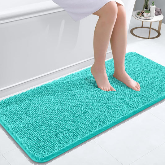OLANLY Bathroom Runner Rugs - Extra Soft Absorbent Chenille | Quick Dry, Machine Washable, 47x20, Teal