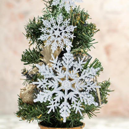 Skiennix 36-Piece Christmas Silver Snowflake Ornaments - Glittery Winter Tree Decorations