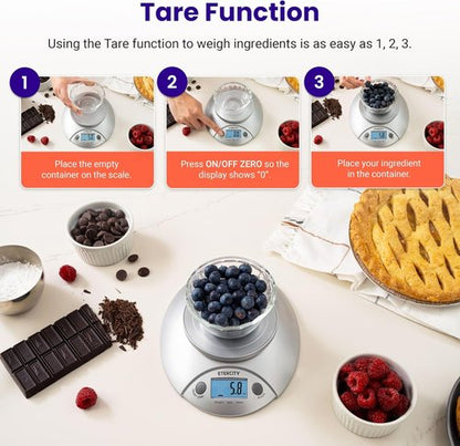 Etekcity Digital Food Kitchen Scale - Accurate Ounces & Grams Measurement | 11lb/5kg Capacity, Backlit Display