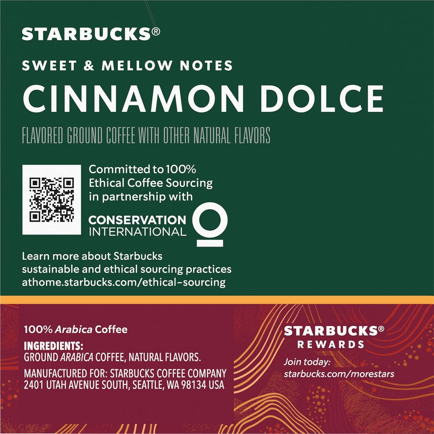 Starbucks K-Cup Pods - Cinnamon Dolce Flavored Coffee with Sweet Notes | 10 Recyclable Pods per Pack (4 Packs)