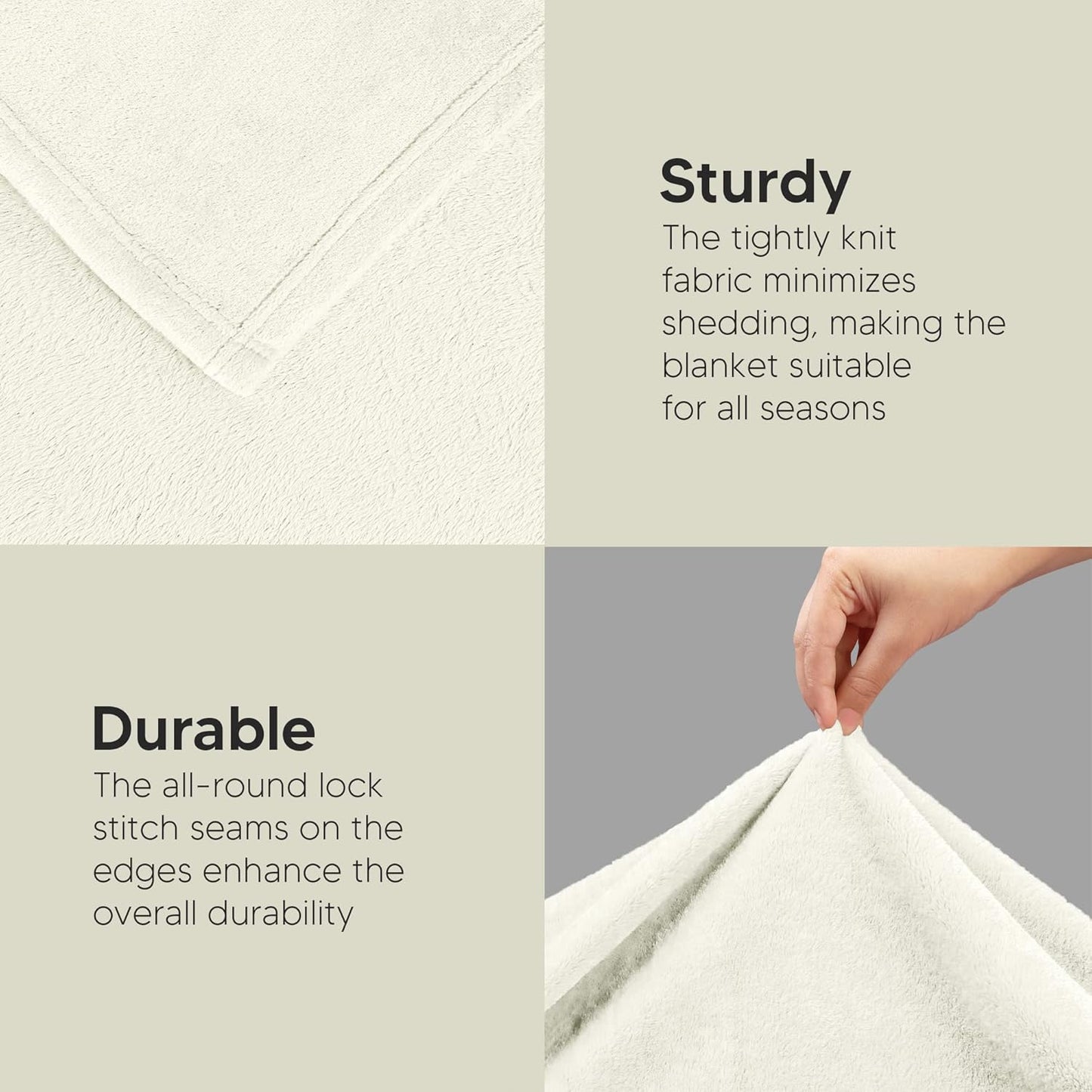 Utopia Bedding Fleece Blanket - Luxury Soft Microfiber Throw | Ivory, 50x60 Inch, Anti-Static, Cozy