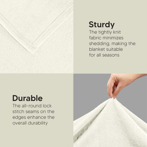 Utopia Bedding Fleece Blanket Twin Size Ivory (60x80 Inches) Ultra Soft Warm Lightweight Microfiber Breathable Anti-Static Cozy Winter Bed Blanket, All-Season Home Decor Gift for Men & Women