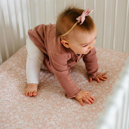 Fleurette Fitted Baby Crib Sheets - Buttery Soft Organic Cotton Blend | 2 Pack for Standard & Toddler Mattresses