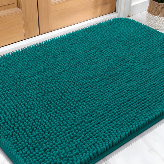 OLANLY Dog Door Mat - Absorbent Non-Slip Chenille for Muddy Paws | Quick Dry 30x20 Lake Blue Doormat