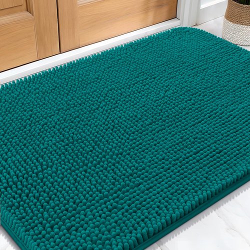 OLANLY Dog Door Mat for Muddy Paws 32x20, Absorbs Moisture and Dirt, Absorbent Non-Slip Washable Doormat, Quick Dry Chenille Mud Mat for Dogs, Entry Indoor Entryway Carpet for Inside Floor, Lake Blue