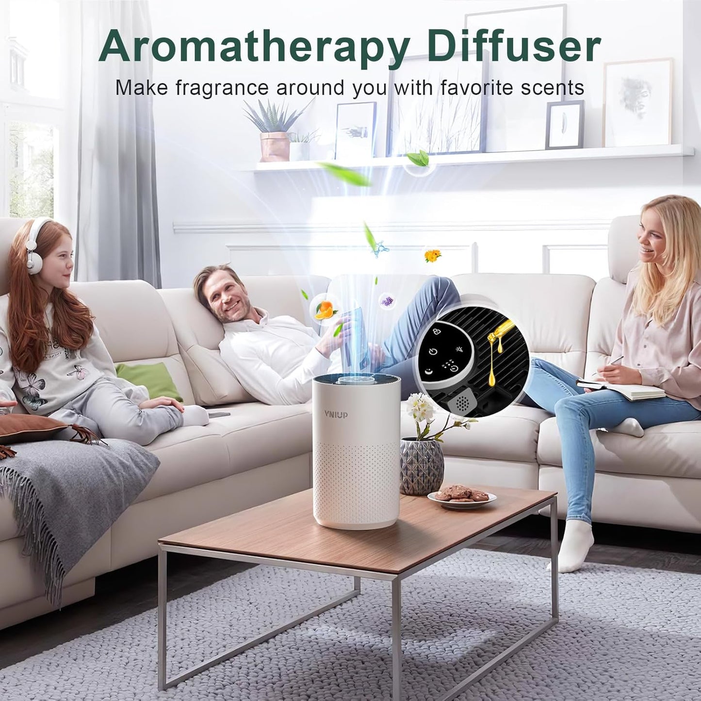 Vniup H14 True HEPA Air Purifier - Fragrance Function & Sleep Mode for Bedrooms Up to 1350 ft²
