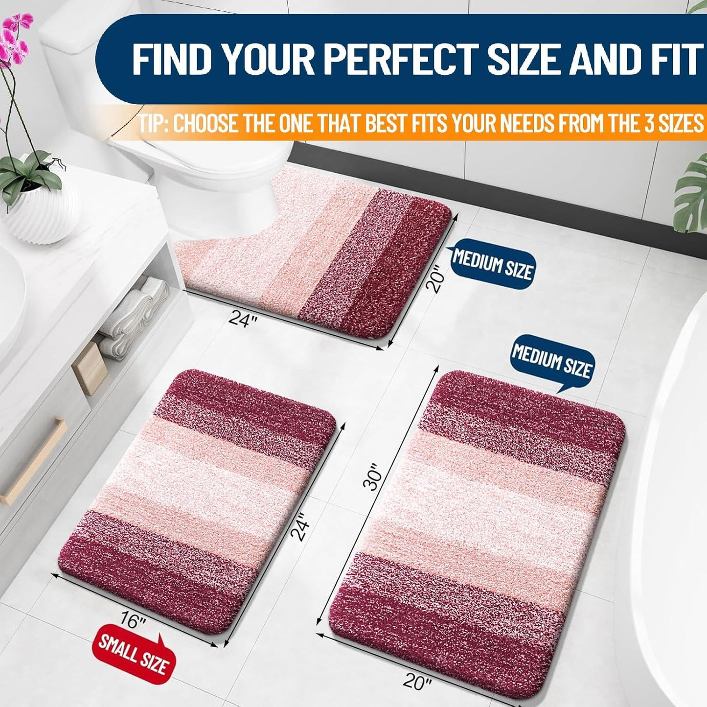 OLANLY Bathroom Rugs - Extra Soft Microfiber Mat 30x20 | Quick Dry, Machine Washable, Rubber Backing - Red