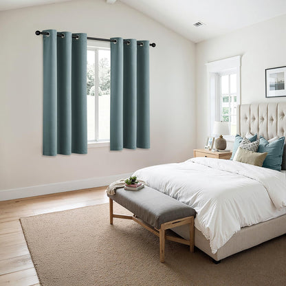MIULEE Dusty Blue Blackout Curtains - Bedroom Window Treatment Curtains Thermal Insulated Room Darkening Drapes for Living Room Kitchen Grommet Light Blocking Drapery, 40 x 45 Inches Long, 2 Panels