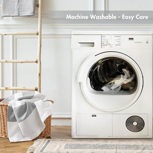 Madison Park Shower Curtain Waffle Weave Striped Pieced Design Fabric Shower Curtains for Bathroom with 3M Scotchgard Moisture Management Premium Spa Quality Modern Standard 72"x72" Grey