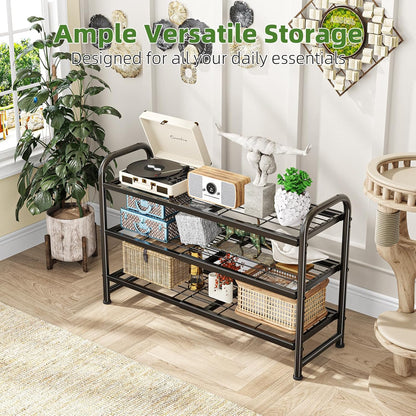 Simple Trending 3-Tier Expandable Shoe Rack - Stackable Metal Organizer for Closet & Entryway, Black