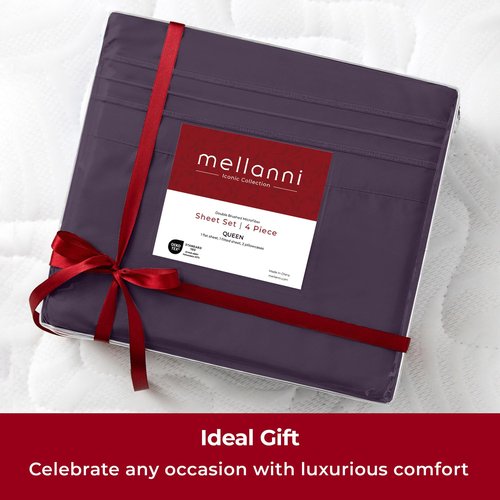 Mellanni Extra Deep Full Sheets - 4 PC Iconic Collection Bedding - Hotel Luxury, Ultra Soft, Cooling Bed Sheets - Wrinkle, Fade, Stain Resistant (Full, Purple)