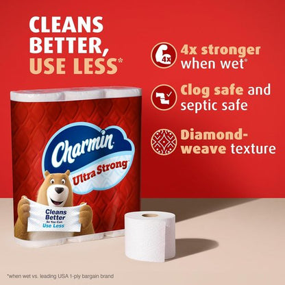 Charmin Ultra Strong Toilet Paper - 6 Mega Rolls (24 Regular) | 2-Ply, Soft & Durable
