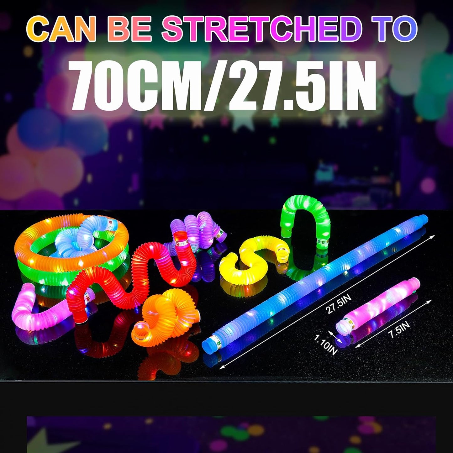 UrChoice Glow Sticks - 8PCS LED Pop Tubes | Colorful Glow Necklaces & Bracelets for Parties & Camping