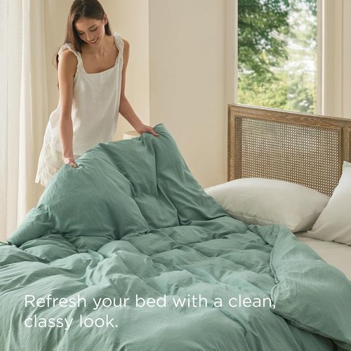 Bedsure Sage Green Duvet Cover | King Size 104x90 Inches - Extra Soft Prewashed Cotton-Like Polyester