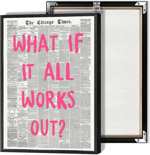 **What If It All Works Out Poster - Retro Newspaper Canvas Wall Art | Positive Affirmation Decor 12x16in**