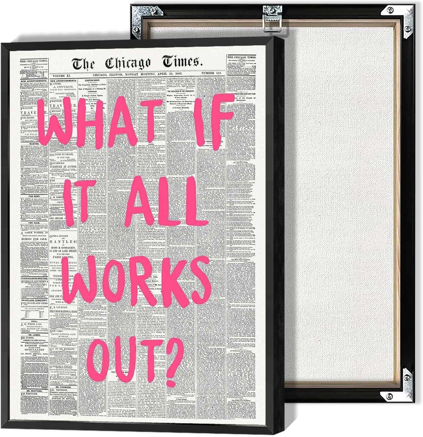 Skiennix Retro Newspaper Poster - Positive Affirming Quote Canvas Wall Art | 12x18in Framed Decor
