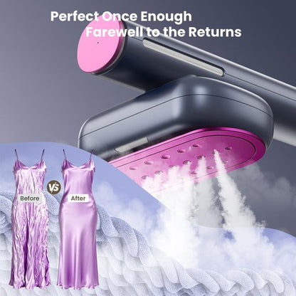 Travel Steamer for Clothes,100-220V Portable Iron,15s Heat Up,Steamer ＆ Iron 2 In 1, Travel Size,Large Ceramic Heat Panel