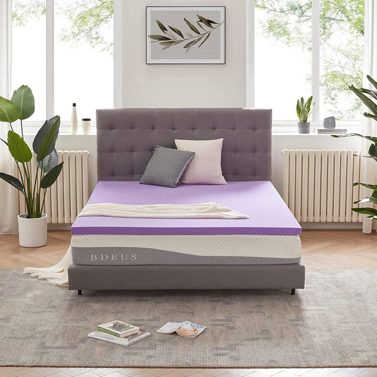 SINWEEK Gel Memory Foam Mattress Topper - Ventilated & Soft Pressure Relief | Queen Size, CertiPUR-US Certified
