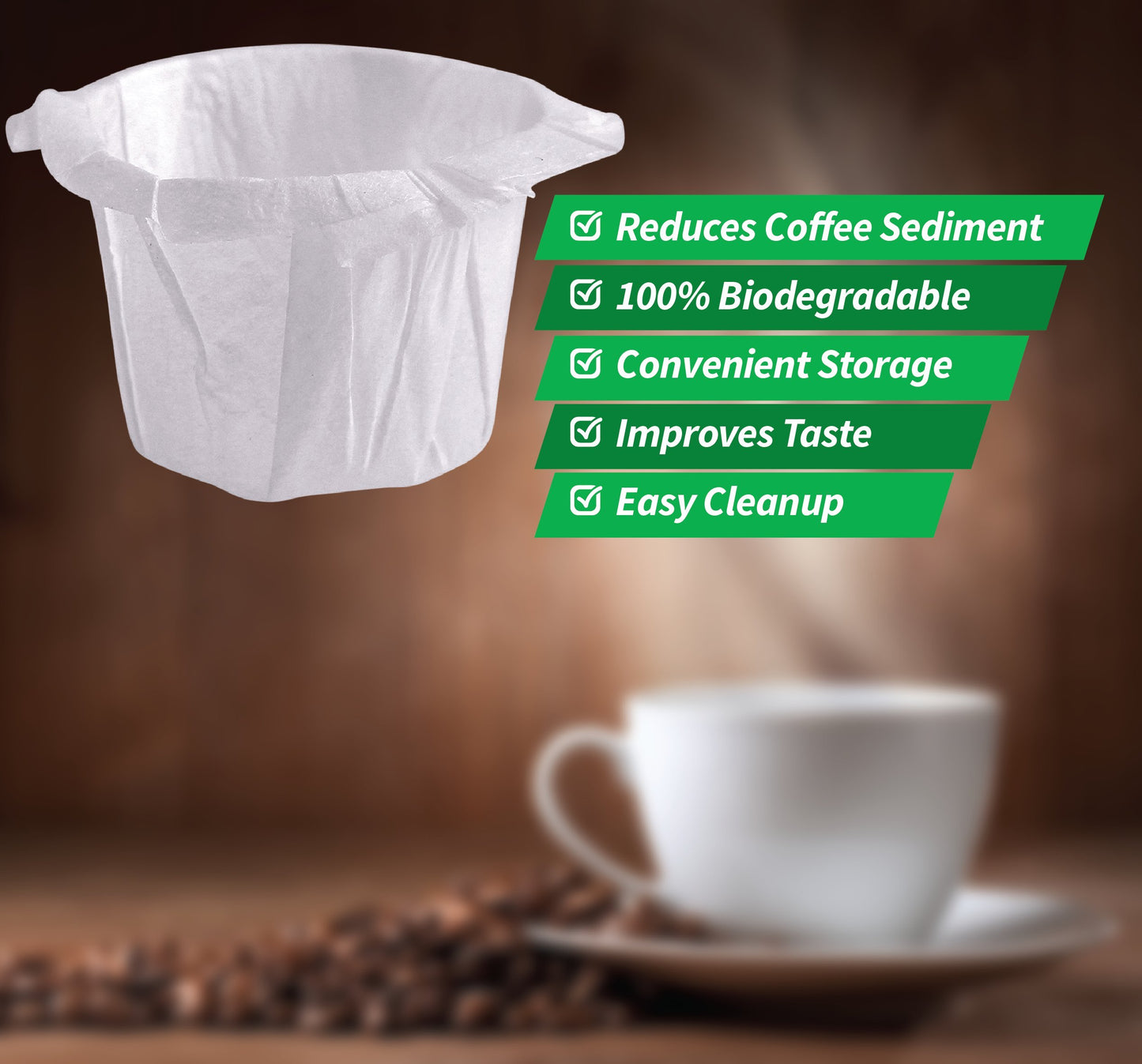 Impresserve Disposable Paper Filters, 100% Biodegradable Coffee Pods Filter Single Serve for Keurig, 300 Pieces