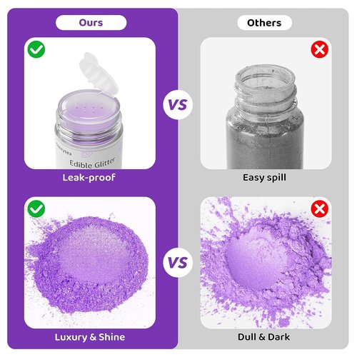 Edible Glitter by Halloween | Food-Grade Sparkling Dust for Cupcakes, Cookies & Drinks - Purple