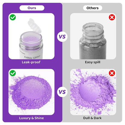 Edible Glitter by Halloween | Food-Grade Sparkling Dust for Cupcakes, Cookies & Drinks - Purple
