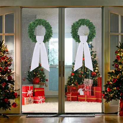 RunNico White Wreath Sash - 4.5" W x 56.3" L | 2 Pack Plain Embroidered Decor for All Occasions