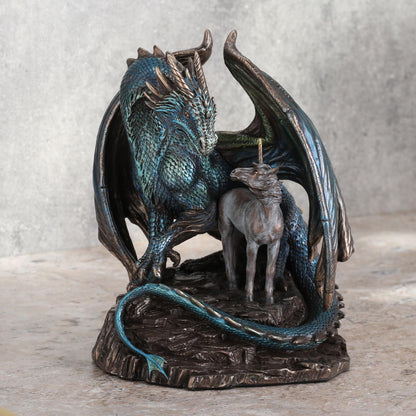 Veronese Design 6 7/8 Inch Protector of Magick by Lisa Parker Cold Cast Resin Bronze Finish Dragon Unicorn Sculpture