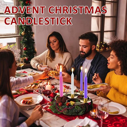 Jingmore Christmas Advent Candle Holder - Rustic Metal Wreath Ring for Pillar Candles | Round Design