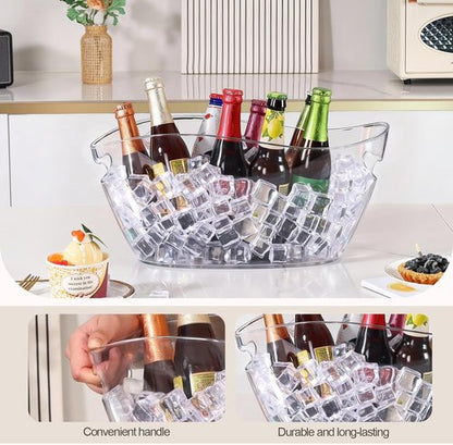 Ice Bucket 2 PCS, Acrylic Ice Bucket for Parties, Mimosa Bar Supplies, Beverage Tub for Champagne Beer, Sparkling, Wine, Cocktails(7L-Clear)