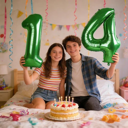 Balloon 14 | Large Dark Green 40-Inch Foil Number 14 Birthday Decorations for Weddings & Events
