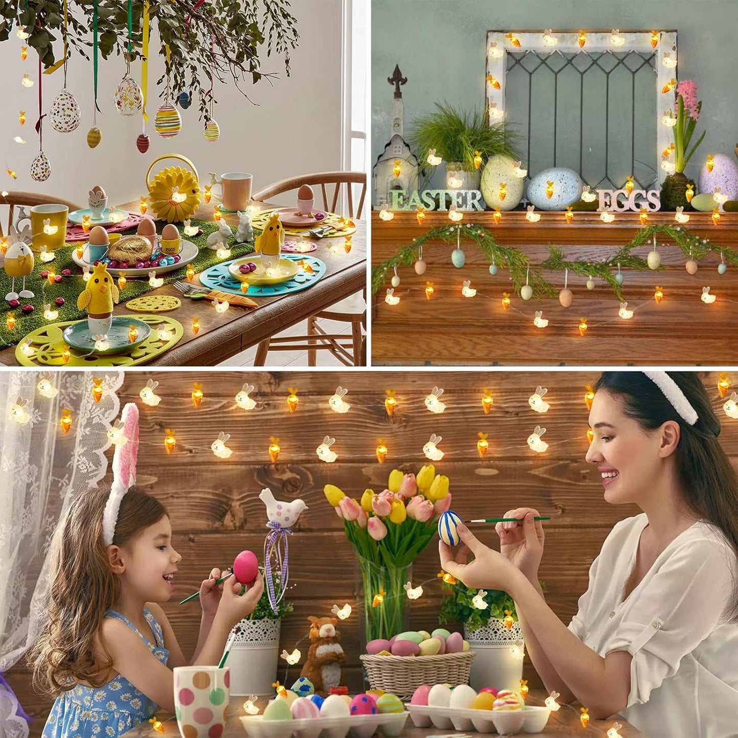 Suddus Easter String Lights - 12.8ft Battery Operated 40 LED Outdoor & Indoor Decorations