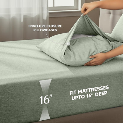 Utopia Bedding California King Sheet Set - Soft, Breathable Microfiber, 4-Piece in Heather Sage
