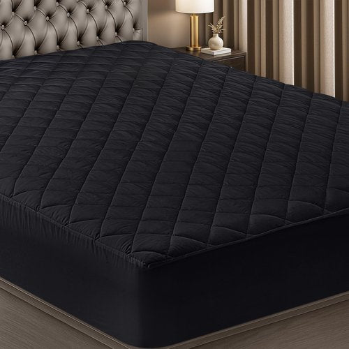 Utopia Bedding Quilted Fitted Mattress Pad, Twin Size, Elastic Fitted Mattress Topper Protector and Cover with Deep Pocket Stretches up to 16 Inches, Machine Washable (Black)