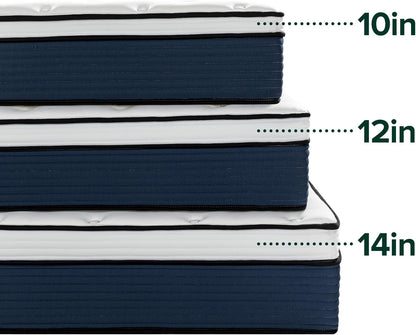 ZINUS 12 Inch Comfort Support Hybrid Mattress - Queen Size, Medium Plush, Fiberglass Free, Motion Isolation