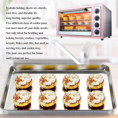 Yododo Baking Sheet Set - Stainless Steel Cookie Sheets with Cooling Racks | 4-Piece Set, 17½ Inch
