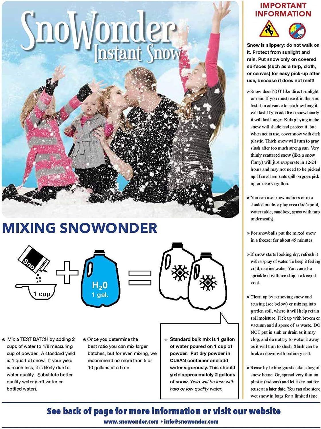 SnoWonder Instant Snow - Create 4 Liters of Realistic Fake Snow for Cloud Slime Fun