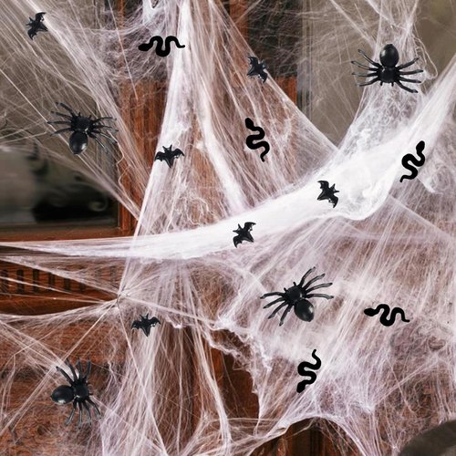 Hiawbon Mini Plastic Skull Heads - Realistic Halloween Figurines for Fairy Garden | Bats, Snakes & Spiders