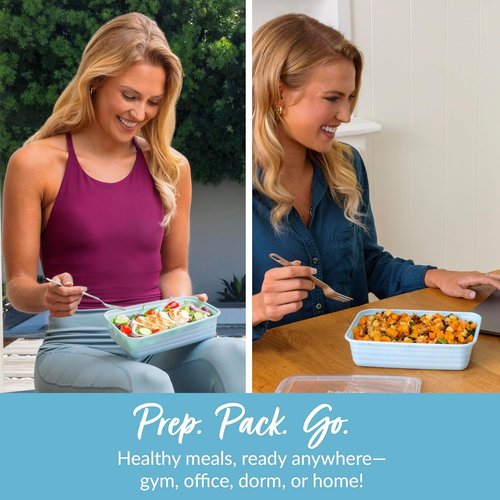Bentgo Prep - 20-Piece Reusable Meal Prep Containers | Durable, BPA-Free, Microwave & Dishwasher Safe (Sky)