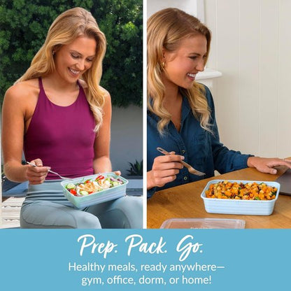 Bentgo Prep - 20-Piece Reusable Meal Prep Containers | Durable, BPA-Free, Microwave & Dishwasher Safe (Sky)