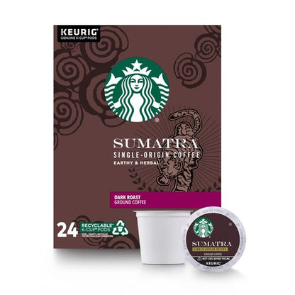 Starbucks Dark Roast K-Cup Coffee Pods — Sumatra for Keurig Brewers — 1 box (24 pods)