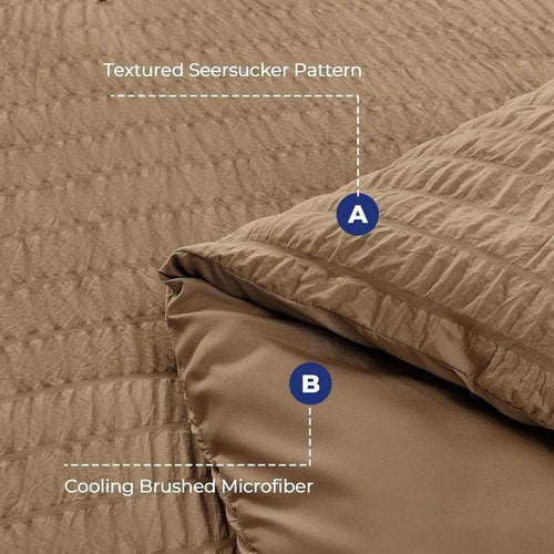 HYMOKEGE King Size Comforter Set - Luxury 7-Piece All-Season Bedding Set in Brown with Sheets & Pillowcases