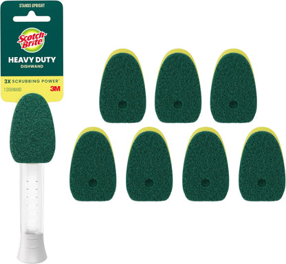Scotch-Brite Heavy Duty Dishwand Kit - 1 Wand & 8 Refill Pads for Mess-Free Cleaning