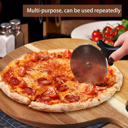 Sliner 6 Pcs Acacia Wood Cutting Board Bulk 0.6 Inch Thick Round Charcuterie Board with Handle Large Wooden Chopping Paddle for Cutting Pizza Cheese Meat Fruit(12 x 16 Inch)