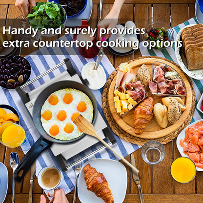 Techwood Single Burner Hot Plate - 1500W Electric Stove with Adjustable Temperature & Stay Cool Handles | 7.3" Cooktop in Silver for RV/Home
