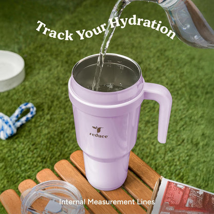 REDUCE Cold1 40 oz Tumbler - Vacuum Insulated Stainless Steel Water Bottle with Handle & Straw | Gloss Cotton Finish