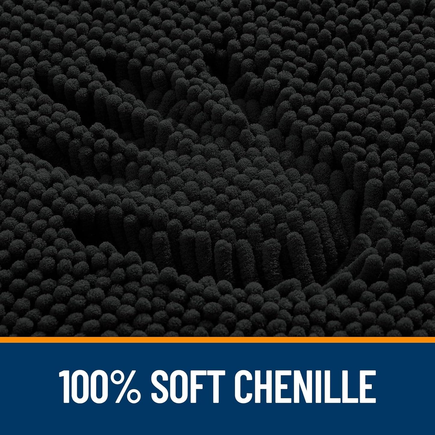 OLANLY Large Bathroom Rugs - Extra Soft Chenille Bath Mats with Rubber Backing | Quick Dry, 45x27 Inches, Black
