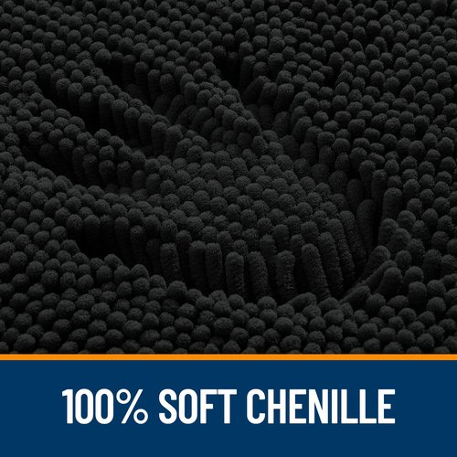 OLANLY Bathroom Rugs 59x24, Extra Soft Absorbent Chenille Bath Rugs, Rubber Backing Quick Dry, Machine Washable Bath Mats for Bathroom Floor, Tub and Shower, Home Decor Accessories, Black