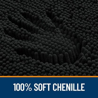 OLANLY Bathroom Rugs 59x24, Extra Soft Absorbent Chenille Bath Rugs, Rubber Backing Quick Dry, Machine Washable Bath Mats for Bathroom Floor, Tub and Shower, Home Decor Accessories, Black