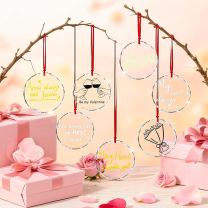 Set of 6 Personalized Clear Glass Ornaments 3'' – Blank Round Ornaments with Ribbons & Hooks (Variation: Clear-2)